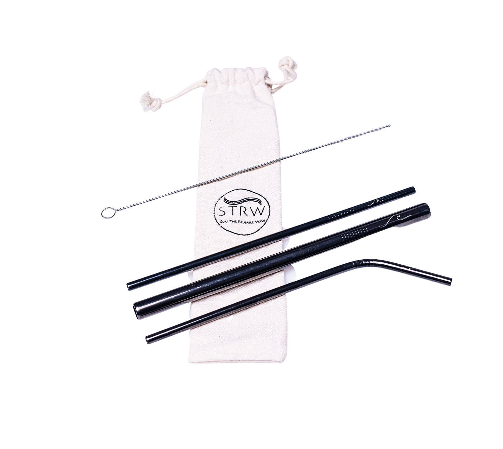 STRW Co. Reusable 100% stainless straws 3 in 1 variety pack