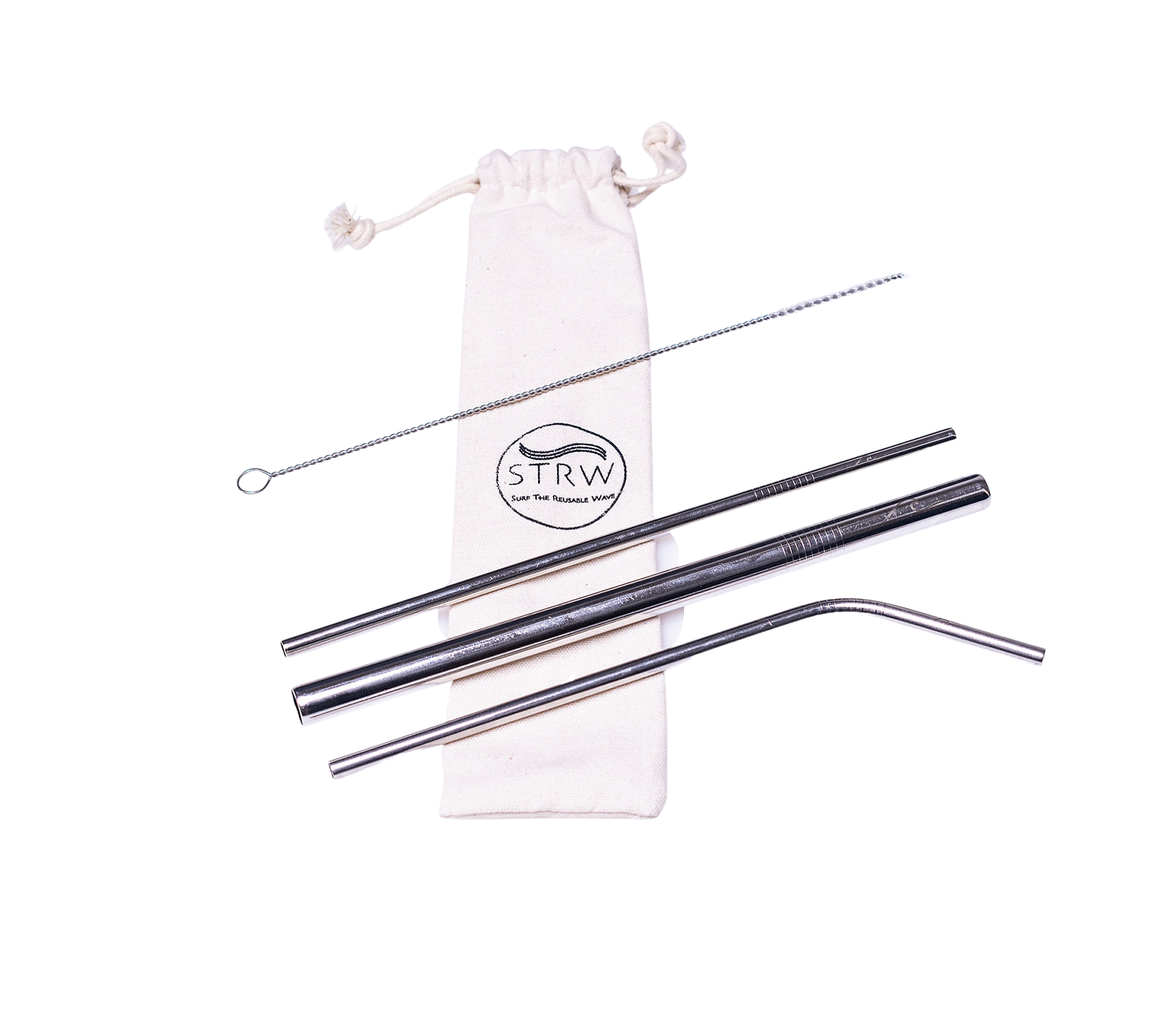 STRW Co. Reusable 100% stainless straws 3 in 1 variety pack